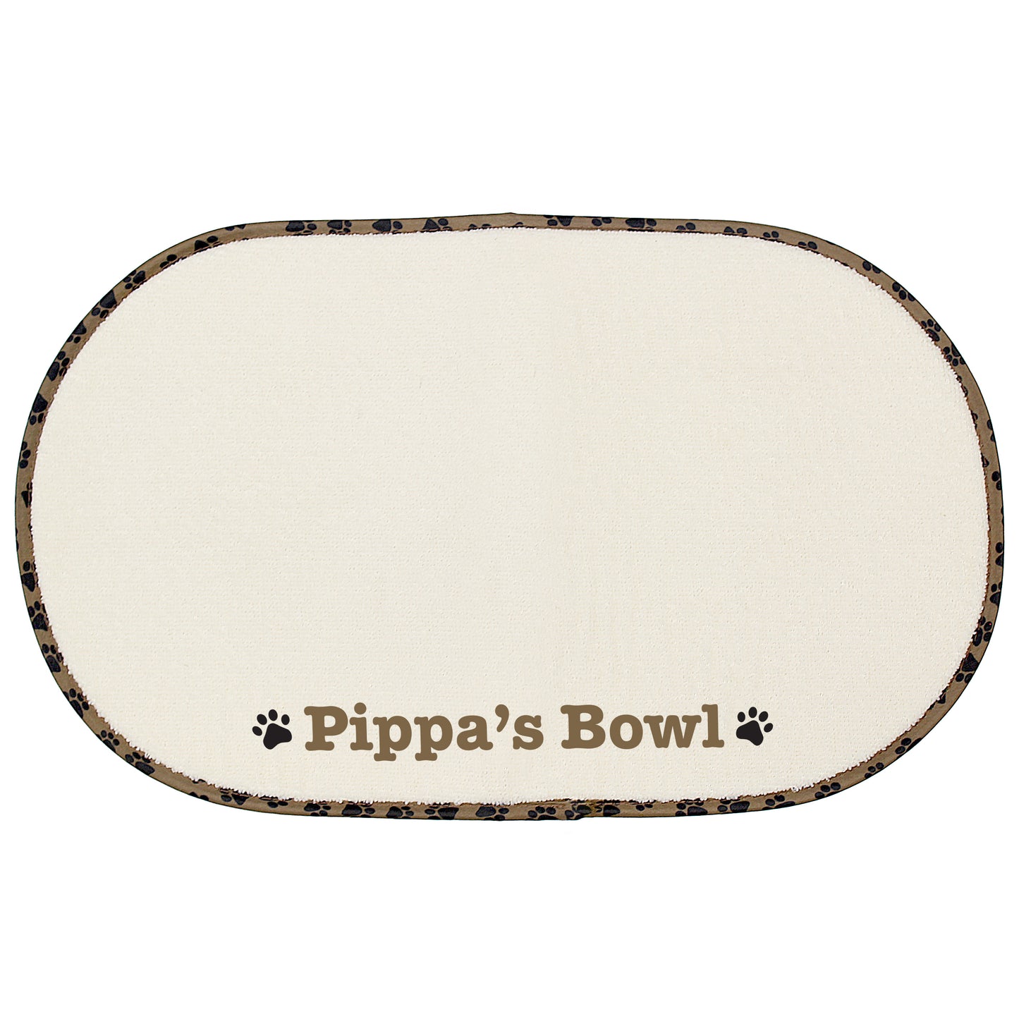 Personalised Brown Paw Print Pet Bowl Placemat (Microfiber)