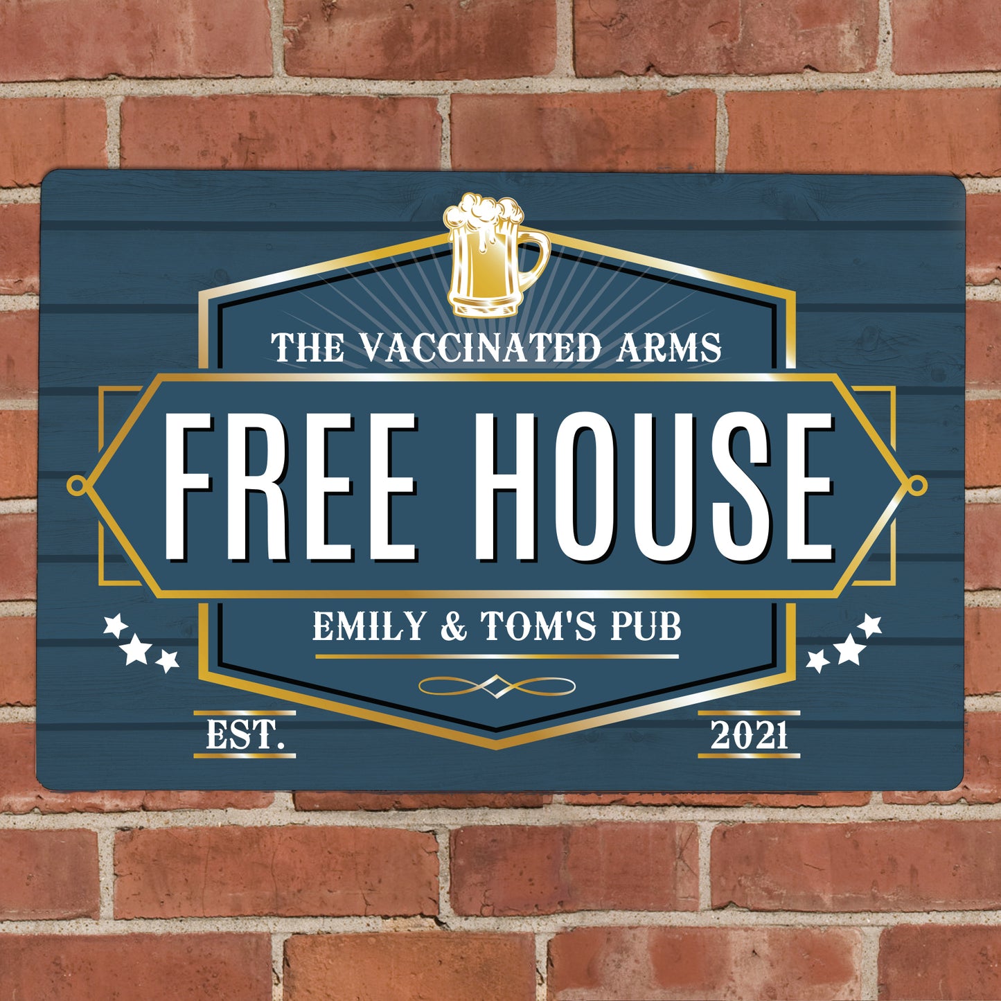 Personalised Free House Metal Sign - Blue
