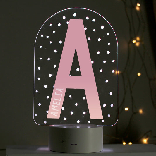 Personalised Pink LED Colour Changing Night Light