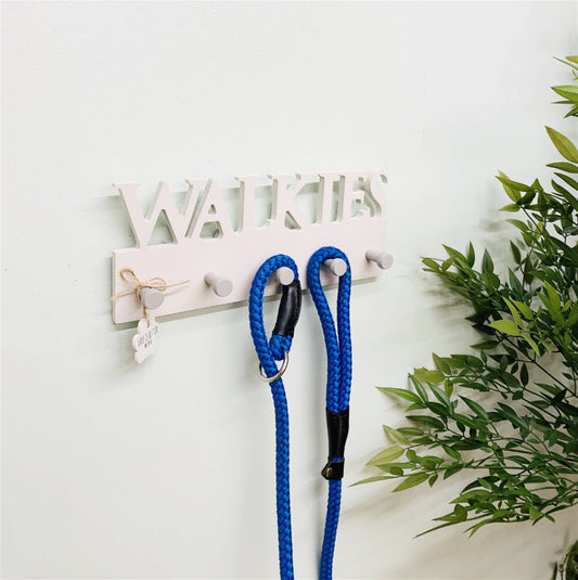 Wooden 'Walkies' 5 Hooks Dog Lead Holder