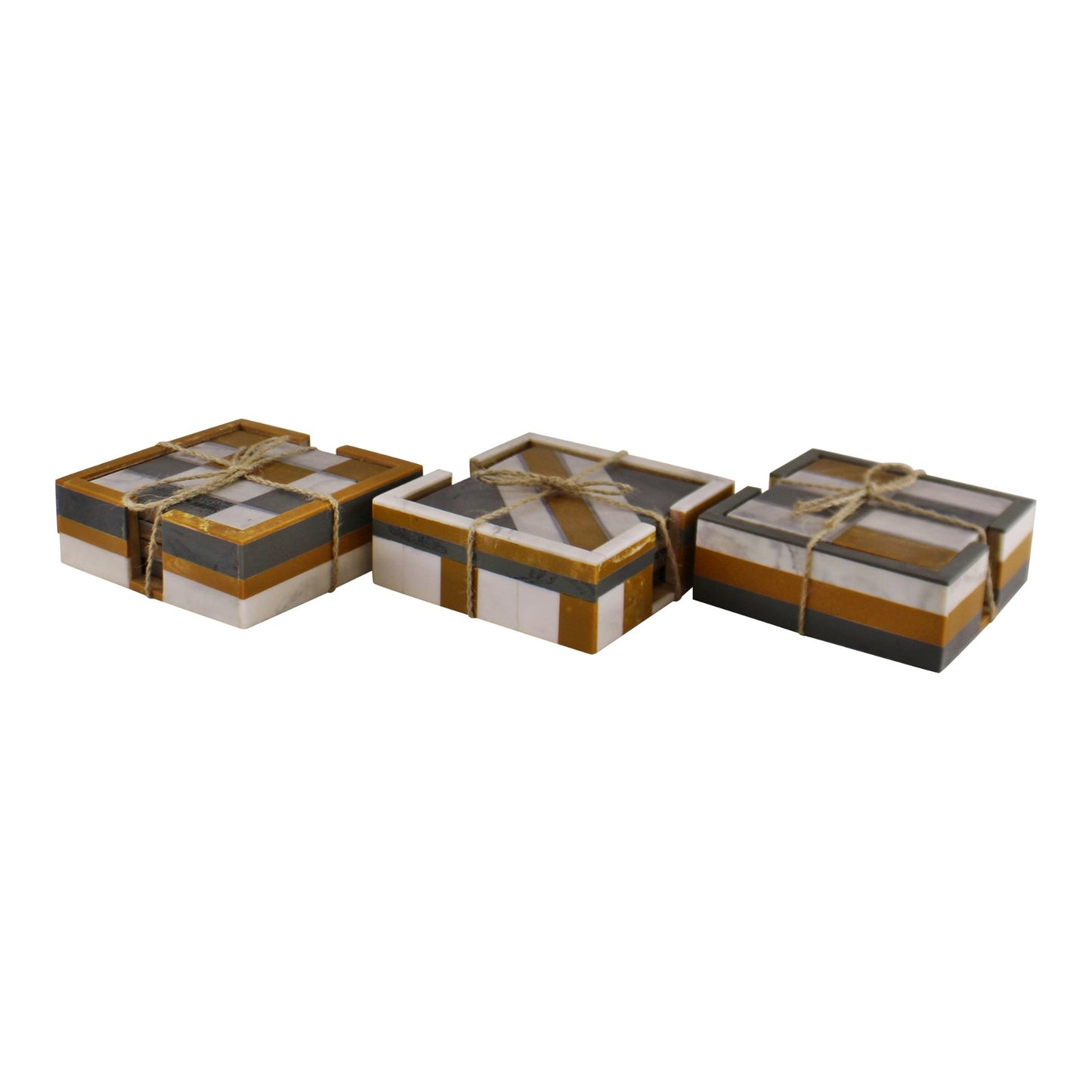 Set of 4 Square Resin Coasters - Abstract Design