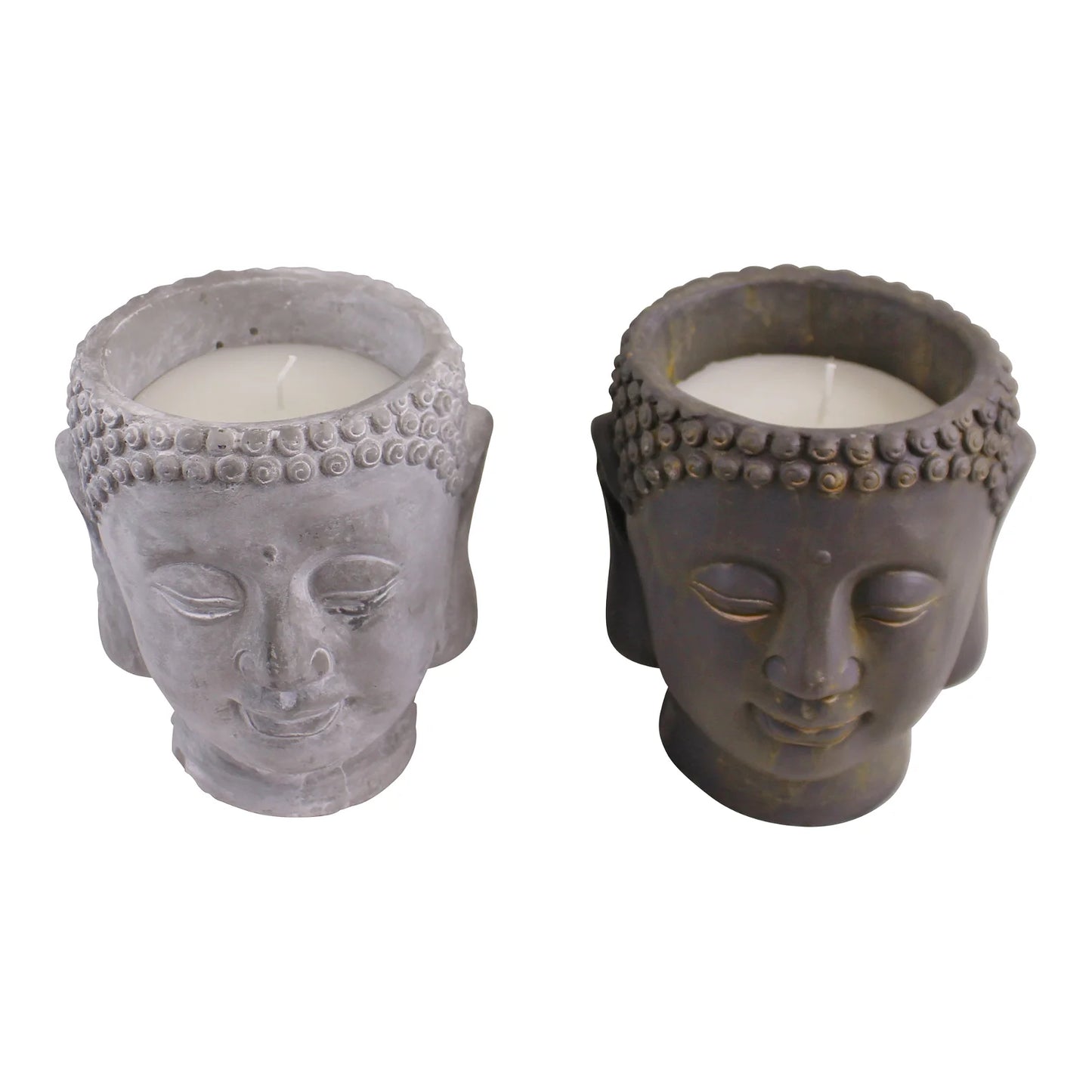 Set of 2 Cement Buddha Design Candles - Available in Medium or Large