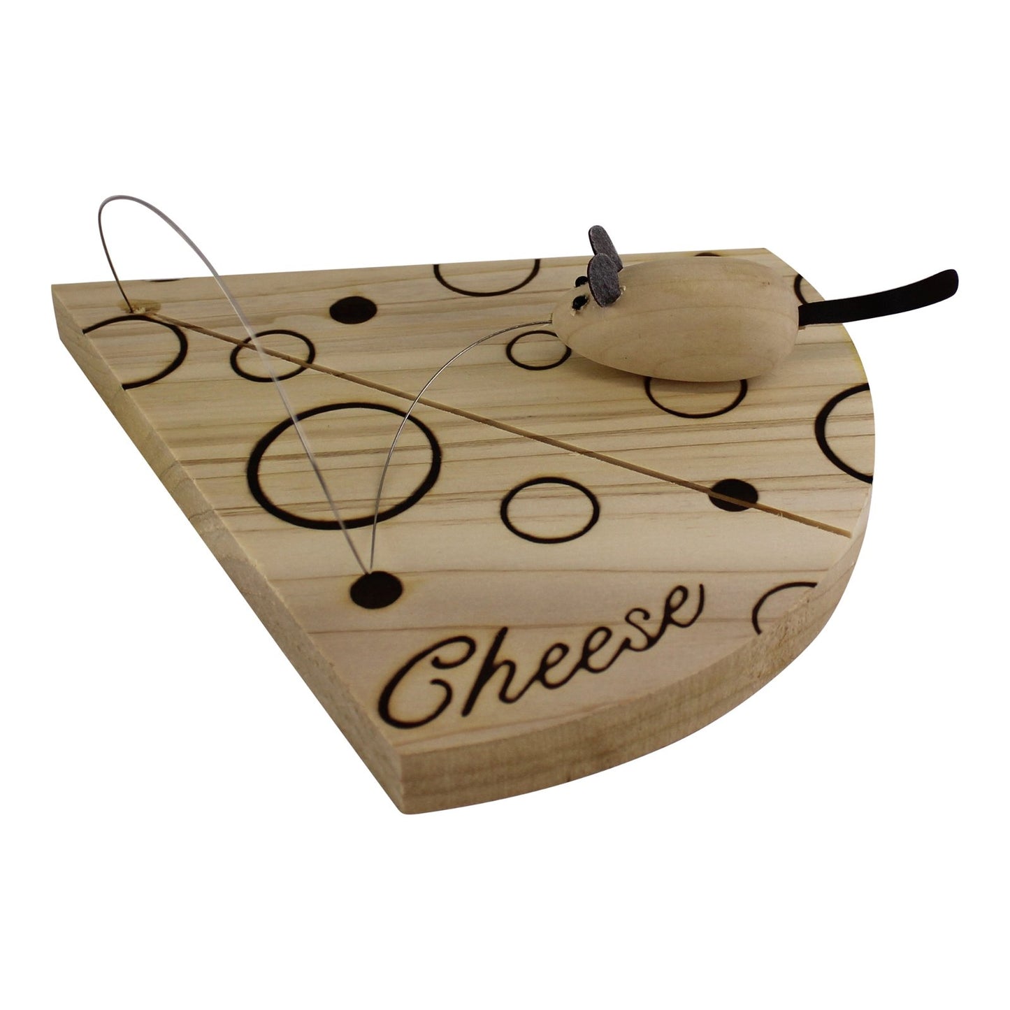 Handcrafted Wooden Cheese Board With Wire And Mouse Decoration