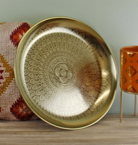 Kasbah Design Decorative Gold Metal Tray - UK Only