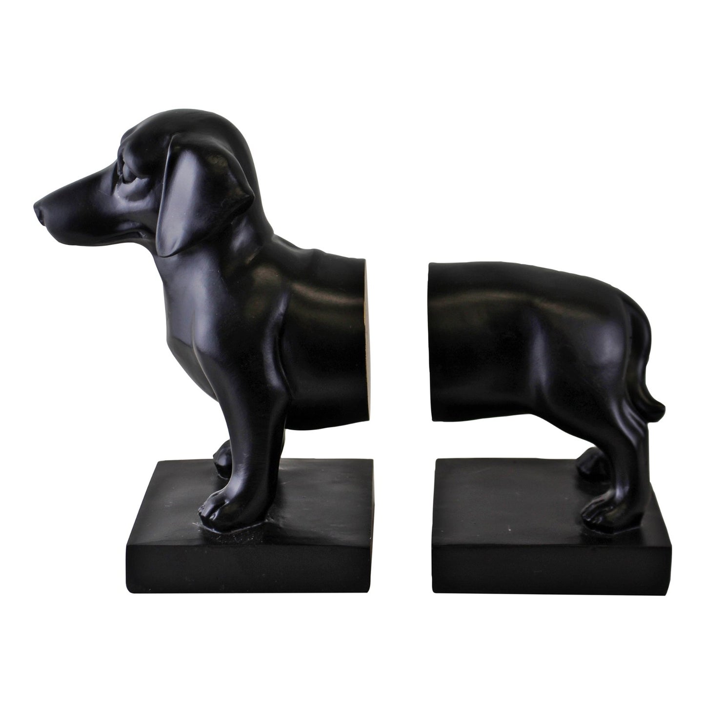 Set of Two Sausage Dog Bookends - Black Finish