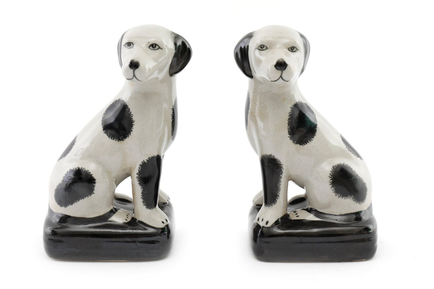 Black and White Porcelain Dog Ornaments - Set of 2