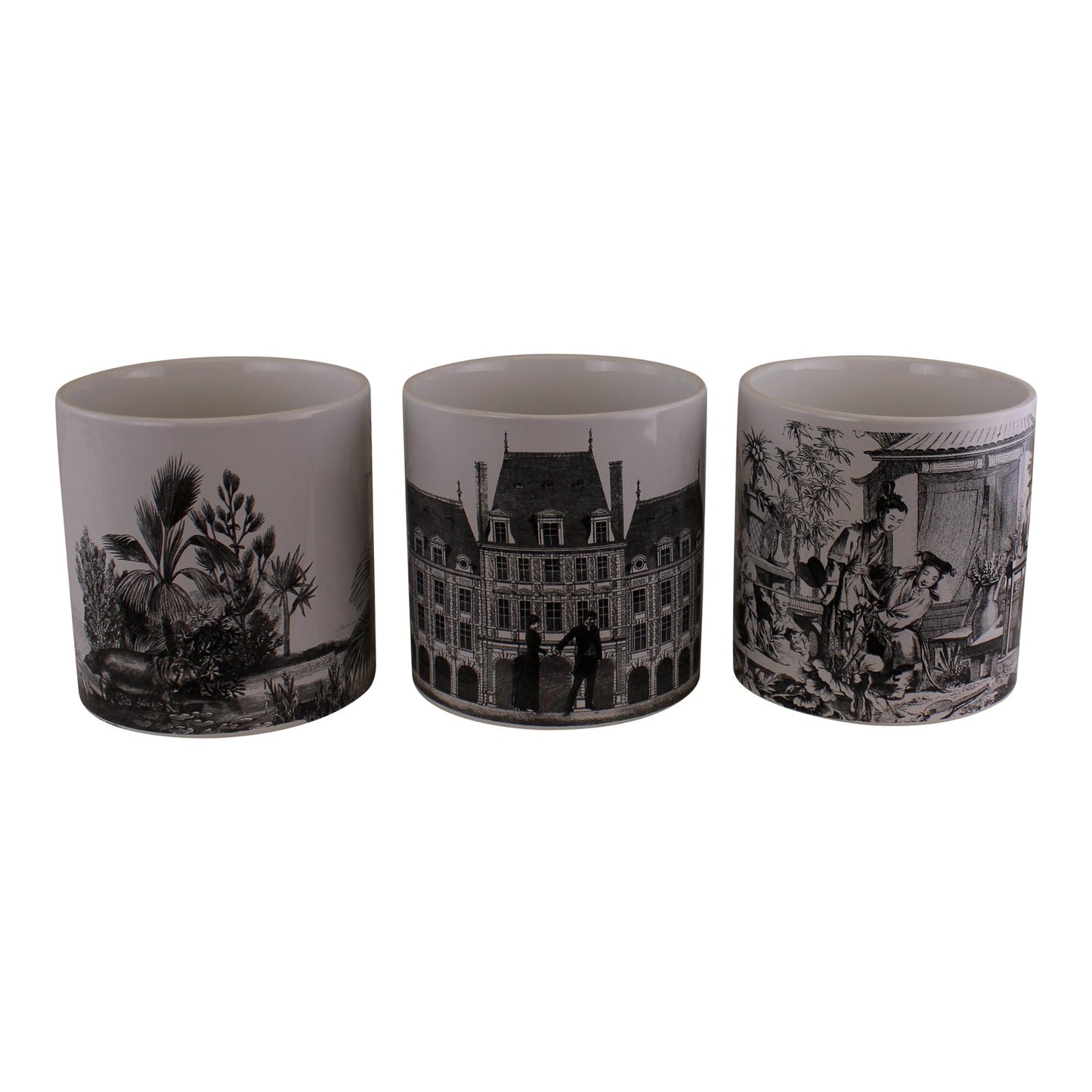 Set of 3 Monochrome Ceramic Small Planters - UK Only