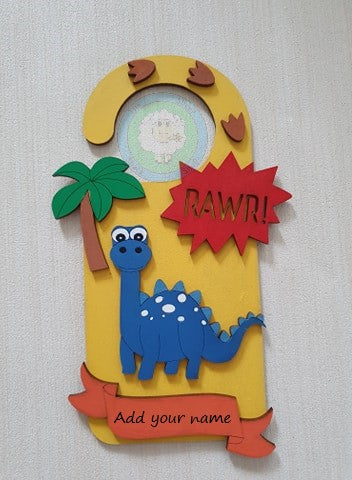 Customisable Wooden Dinosaur Door Hanger - Personalisation available