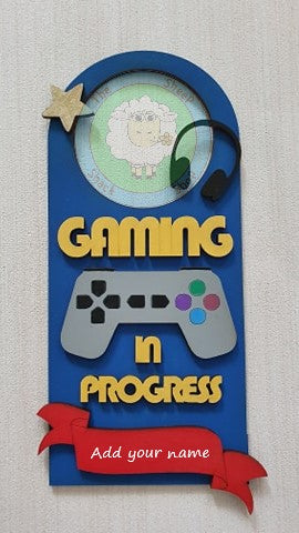 Customisable Wooden 'Gaming in Progress' Door Hanger - Personalisation available