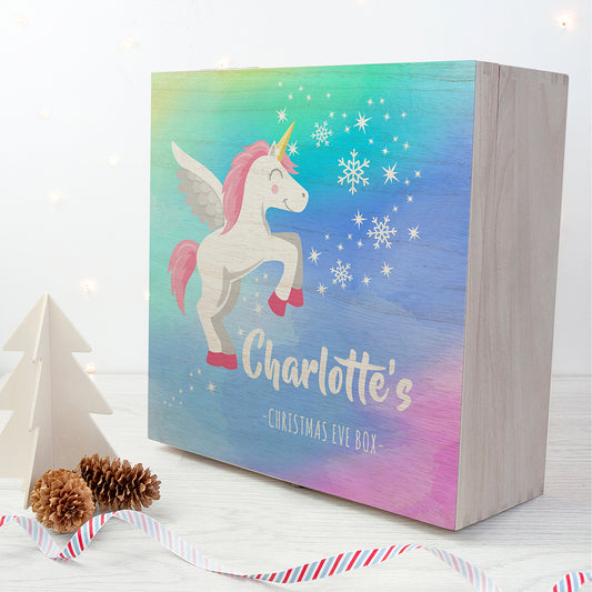 Personalised Unicorn Rainbow Effect Christmas Eve Box - Small or Large