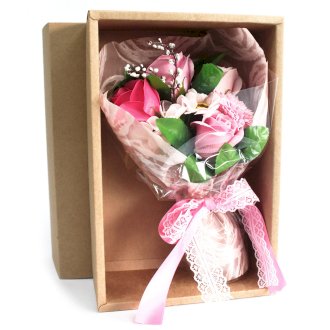 Boxed Soap Flower Bouquet - Pinks