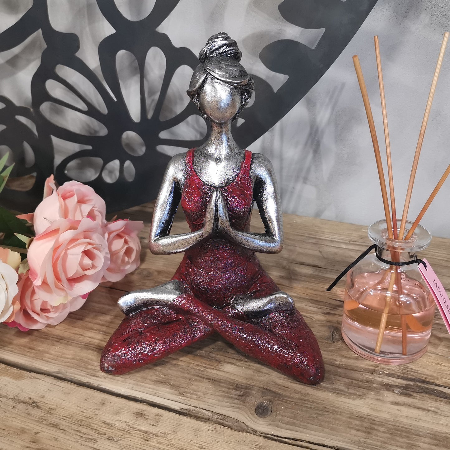 Silver/Bordeaux Yoga Lady Ornament