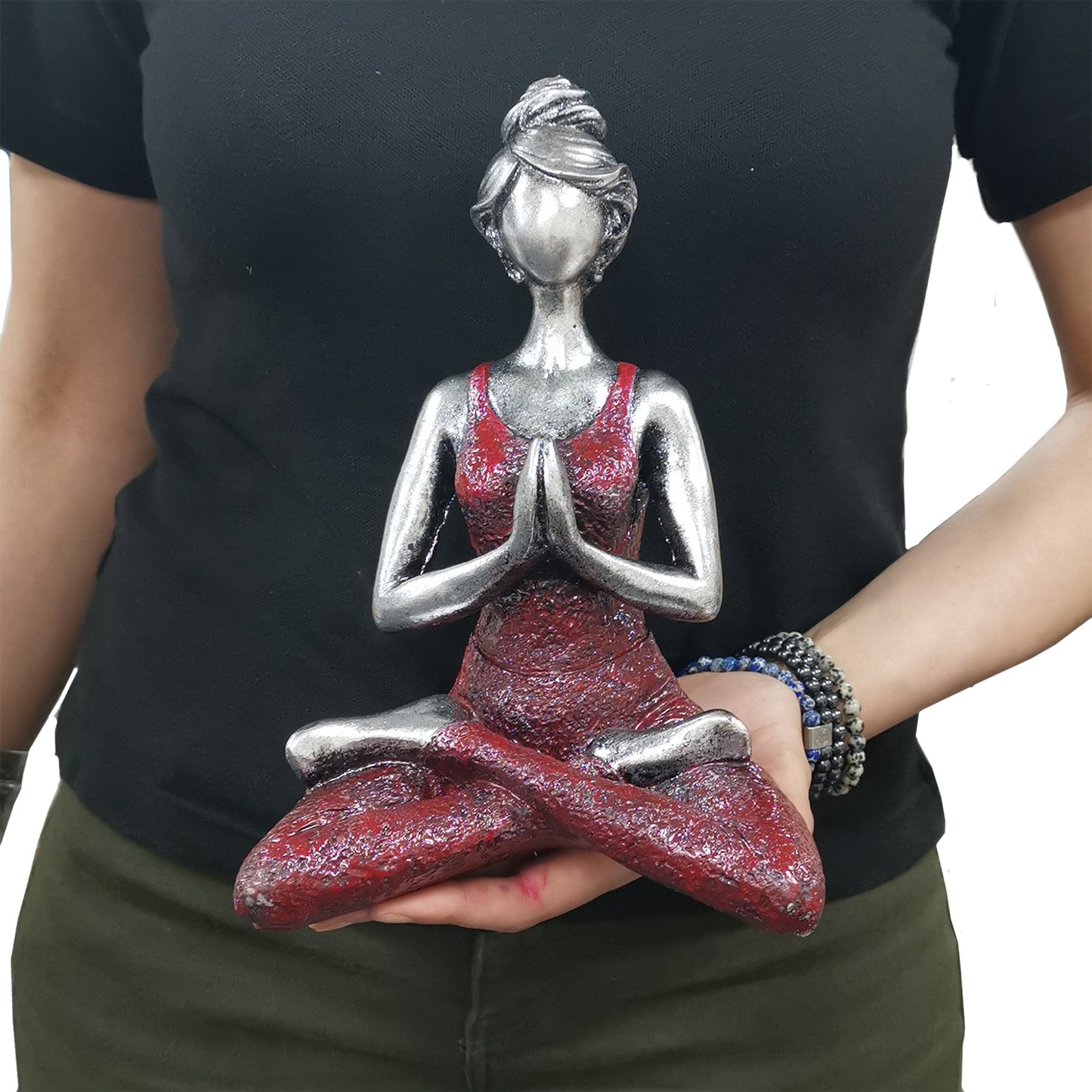 Silver/Bordeaux Yoga Lady Ornament